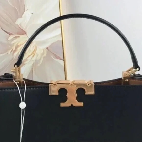Tory Burch Eleanor Black Leather Tote Bag Outlet New🥖🥖 - Picture 3 of 3
